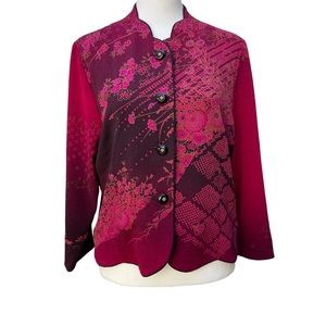 Vintage Holiday Colorful Marufuji MF Top/Jacket Japan Vibrant Pink Red Kimono